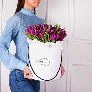 Шляпная Коробка "Тюльпаны Фиолетовые"